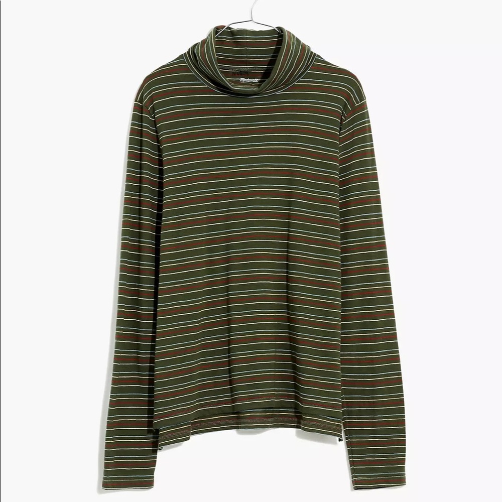 Madewell Whisper Cotton Turtleneck in Ivorton Stripe